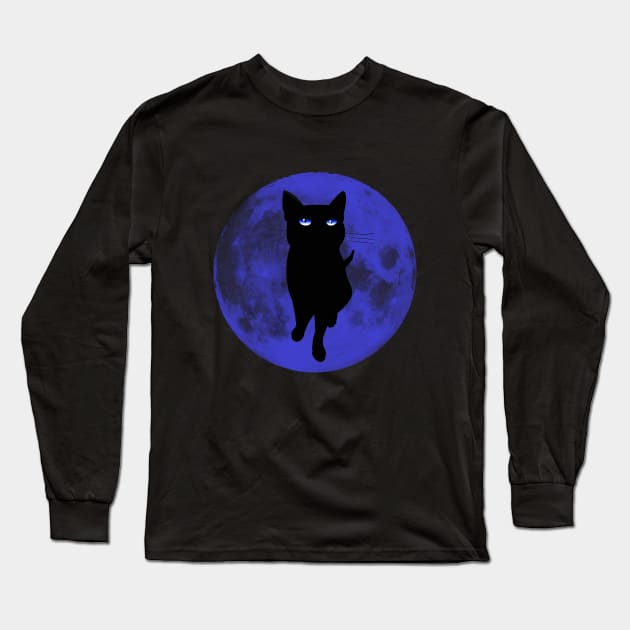 Kitty blue moon Long Sleeve T-Shirt by Sinmara